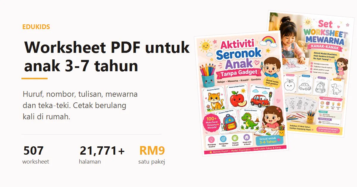 Edukids — worksheet PDF untuk anak 3–7 tahun